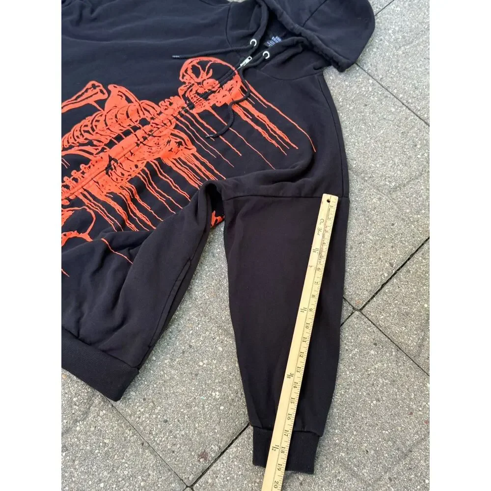 Social Collision Skeleton Zip Up Hoodie 2XL Black Orange Goth Grunge Emo Punk